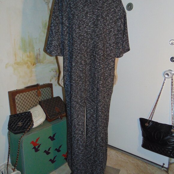 Intimately Free People Heather Gray Black Fleece Hazy Maxi Dress Lagen Look L - Picture 2 of 12